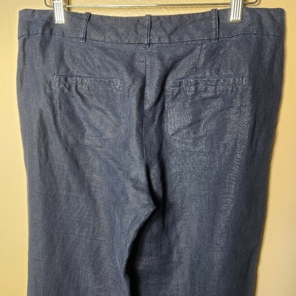 Ann Taylor Loft Marisa 100% Linen Navy Mid Rise Wide Leg Pants-Size 8 - Picture 6 of 9